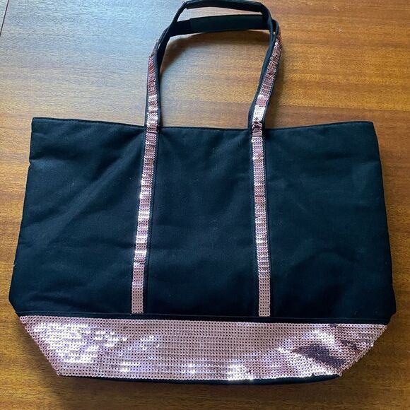 Victoria’s Secret Sequin And Canvas Tote Pink Black - Picture 6 of 12